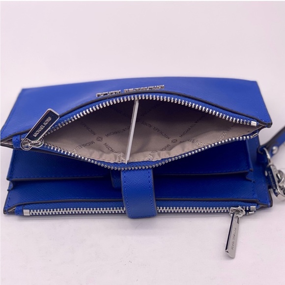 Michael Kors DoubleZip Wallet Wristlet Electric Blue - Picture 8 of 10